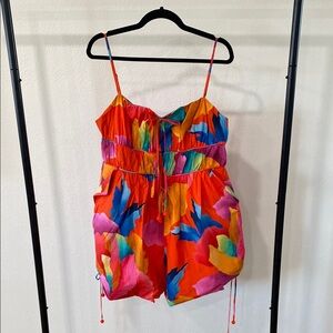 FARM Rio Bright Multi-Color Floral Print Romper